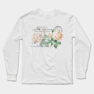 Rose Vintage French Postcard Long Sleeve T-Shirt